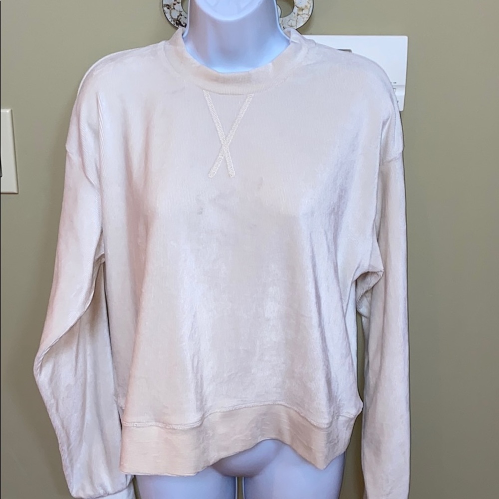 Cream suede workout top
